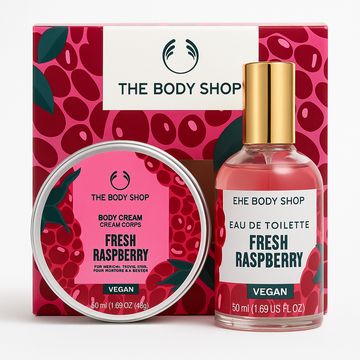 🌿 The Body Shop Fresh Raspberry Gift Set – Vegan Body Cream & Eau de Toilette